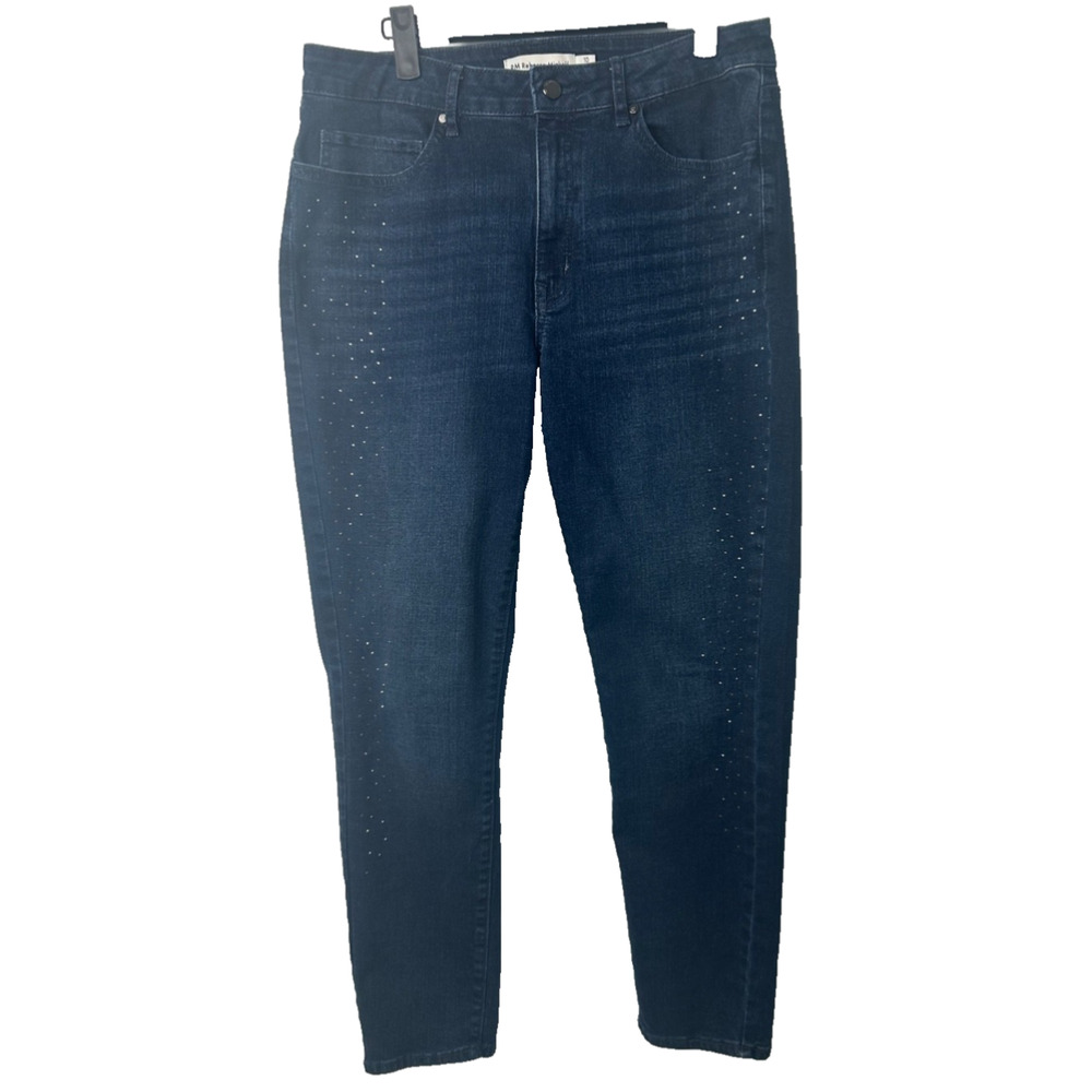 RM REBECCA MINKOFF JEANS SIZE 10 CRYSTAL STUDDED BLUE JEANS STRECTH PANTS B15 - Picture 1 of 7